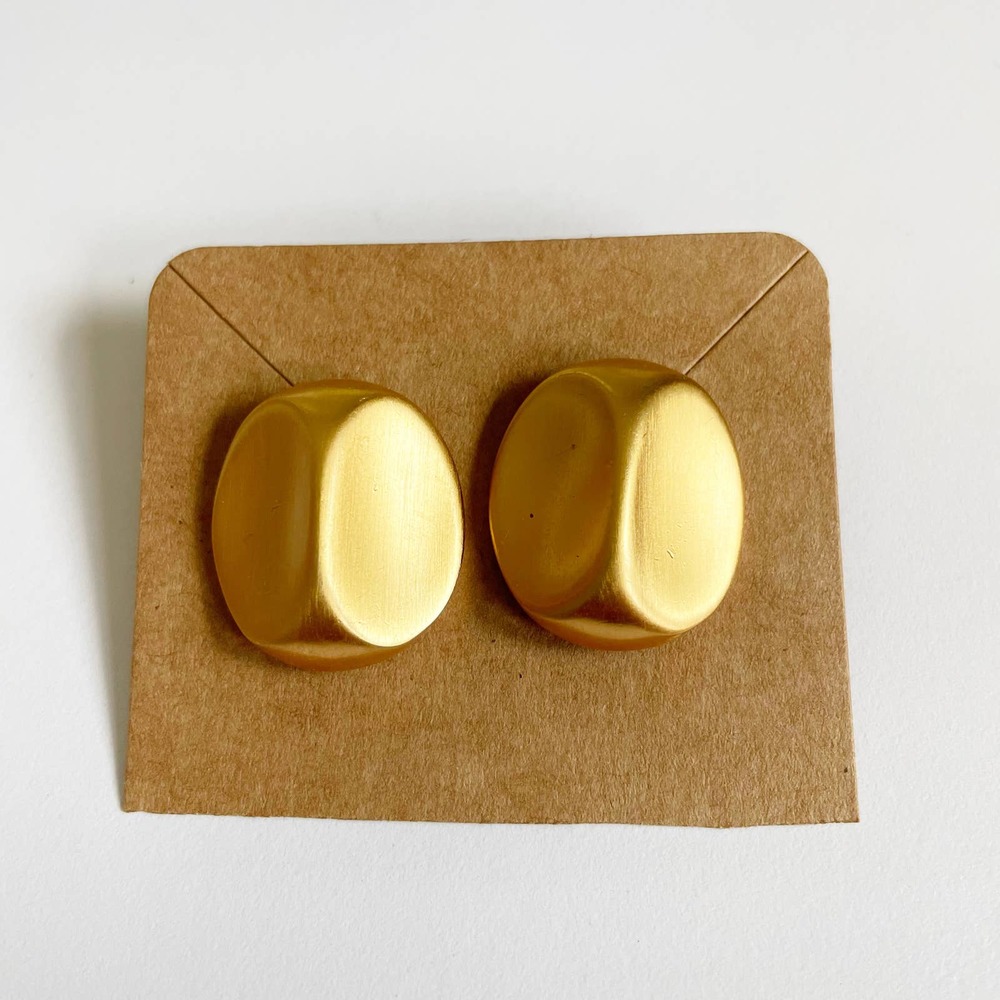 Anne Klein Brushed Gold-tone Pinched Ovoid Post Earrings
